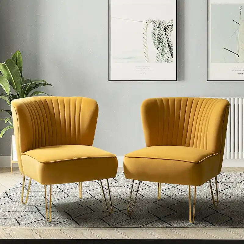 Lot de 2 chaises d'appoint rembourrées Barto avec dossier capitonné par