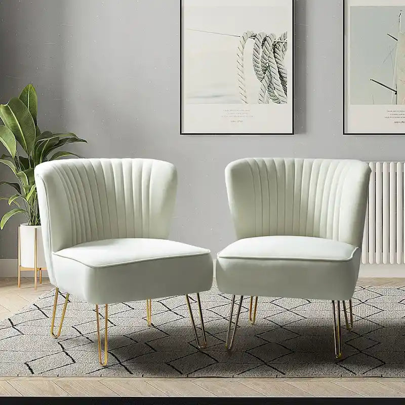 Lot de 2 chaises d'appoint rembourrées Barto avec dossier capitonné par
