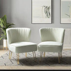 Lot de 2 chaises d'appoint rembourrées Barto avec dossier capitonné par
