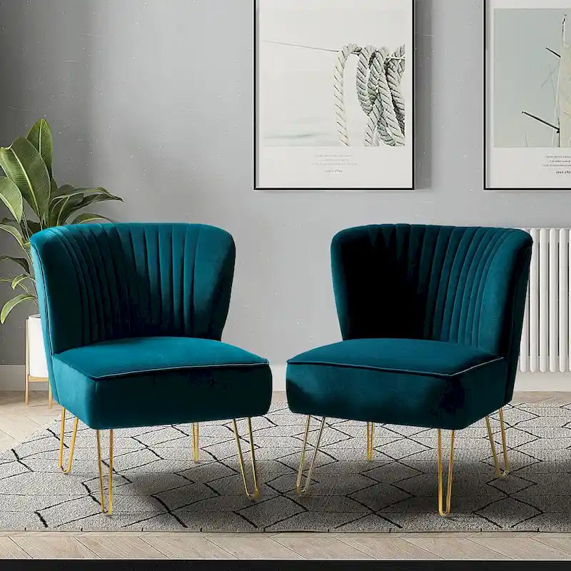 Lot de 2 chaises d'appoint rembourrées Barto avec dossier capitonné par