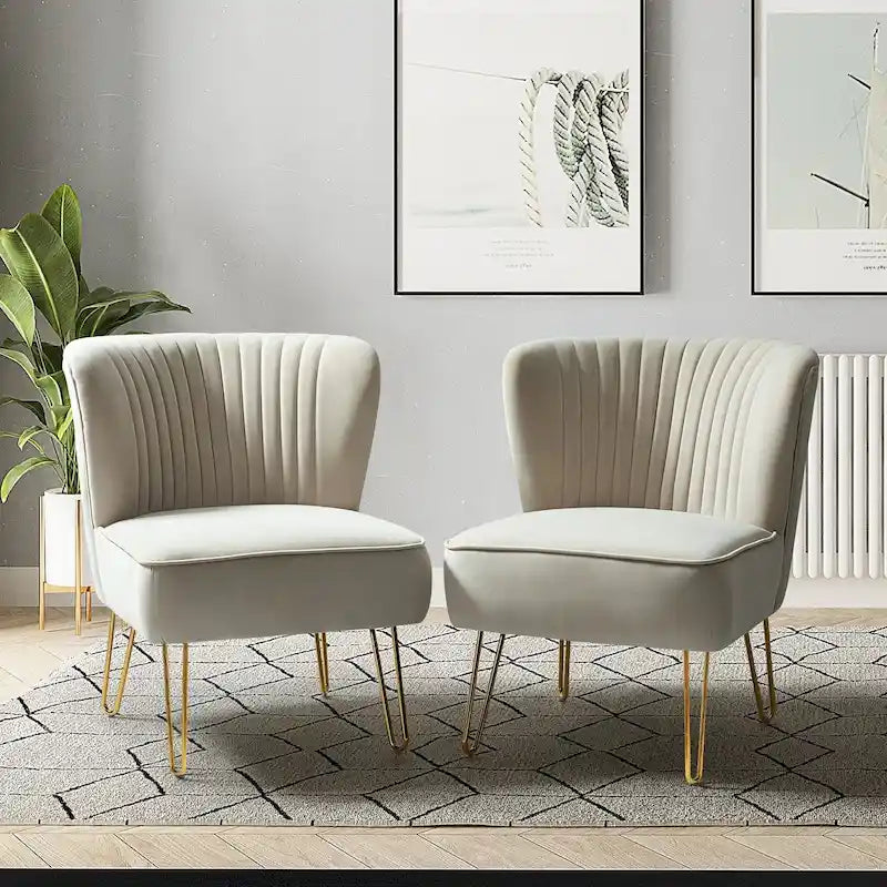 Lot de 2 chaises d'appoint rembourrées Barto avec dossier capitonné par