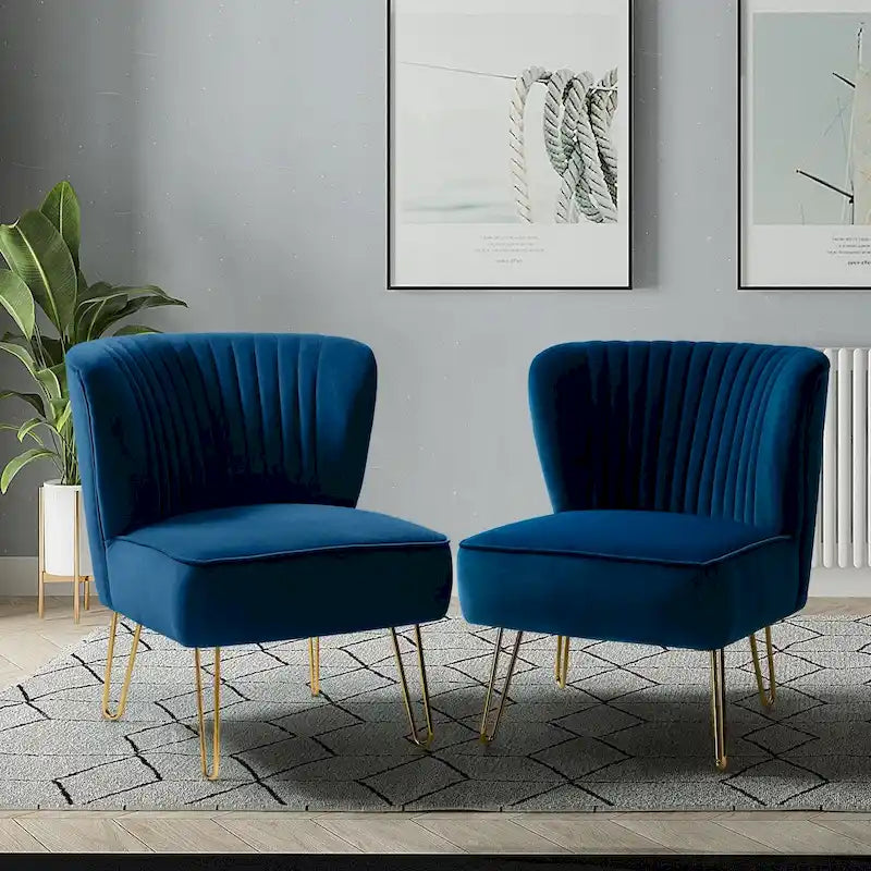Lot de 2 chaises d'appoint rembourrées Barto avec dossier capitonné par
