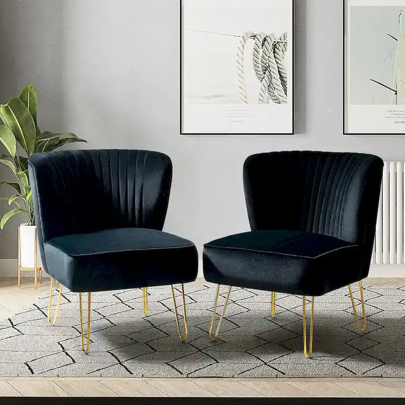 Lot de 2 chaises d'appoint rembourrées Barto avec dossier capitonné par