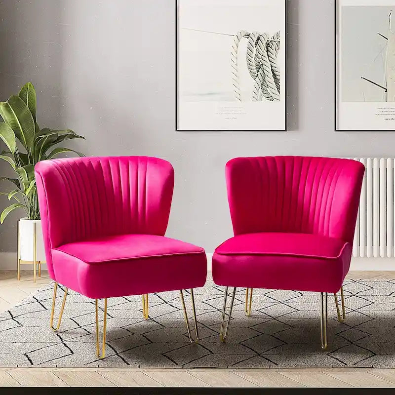 Lot de 2 chaises d'appoint rembourrées Barto avec dossier capitonné par