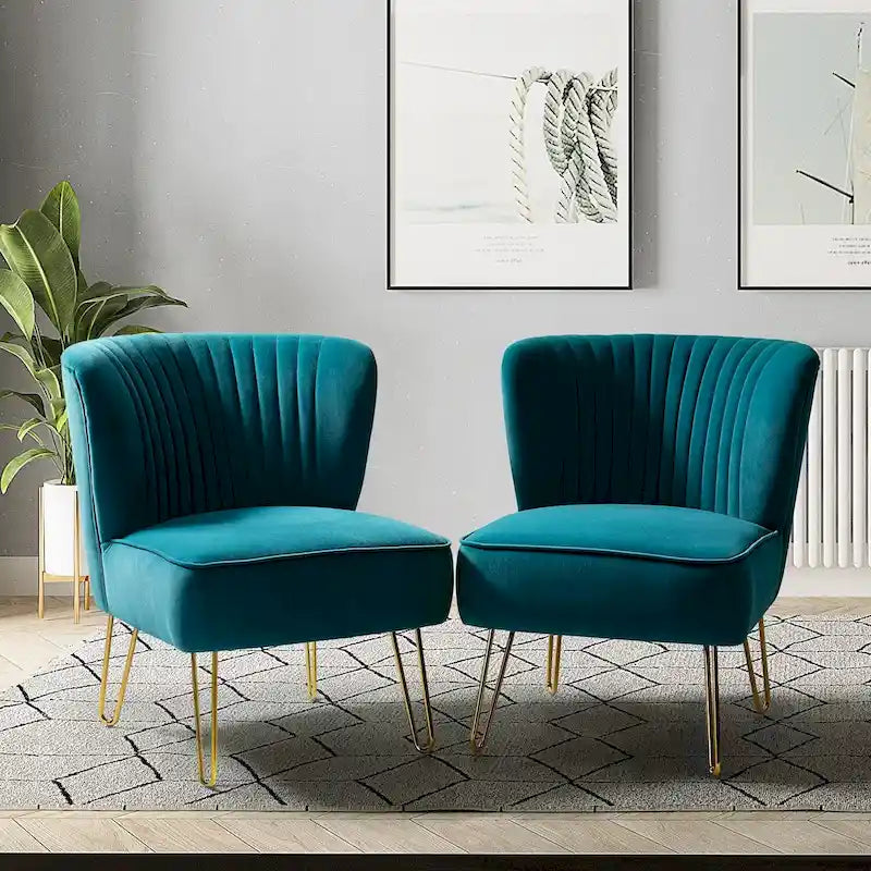 Lot de 2 chaises d'appoint rembourrées Barto avec dossier capitonné par