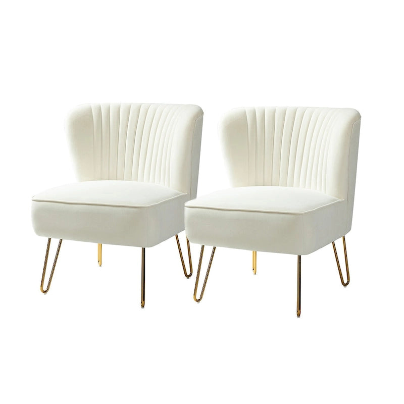 Lot de 2 chaises d'appoint rembourrées Barto avec dossier capitonné par