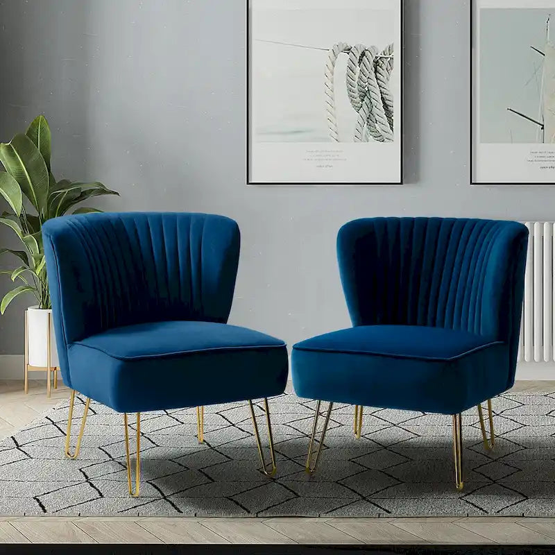 Lot de 2 chaises d'appoint rembourrées Barto avec dossier capitonné par