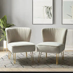 Lot de 2 chaises d'appoint rembourrées Barto avec dossier capitonné par