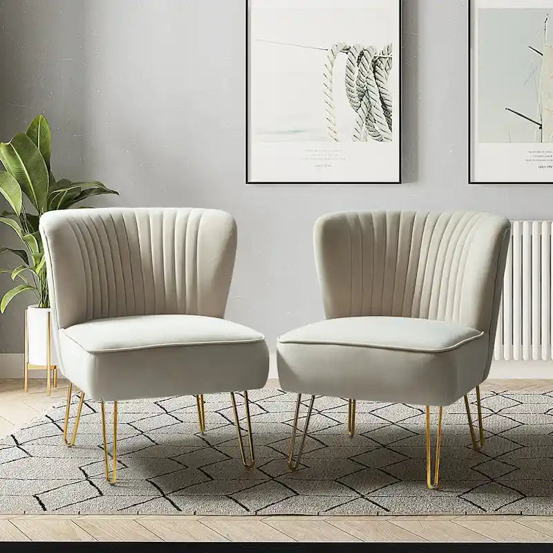 Lot de 2 chaises d'appoint rembourrées Barto avec dossier capitonné par