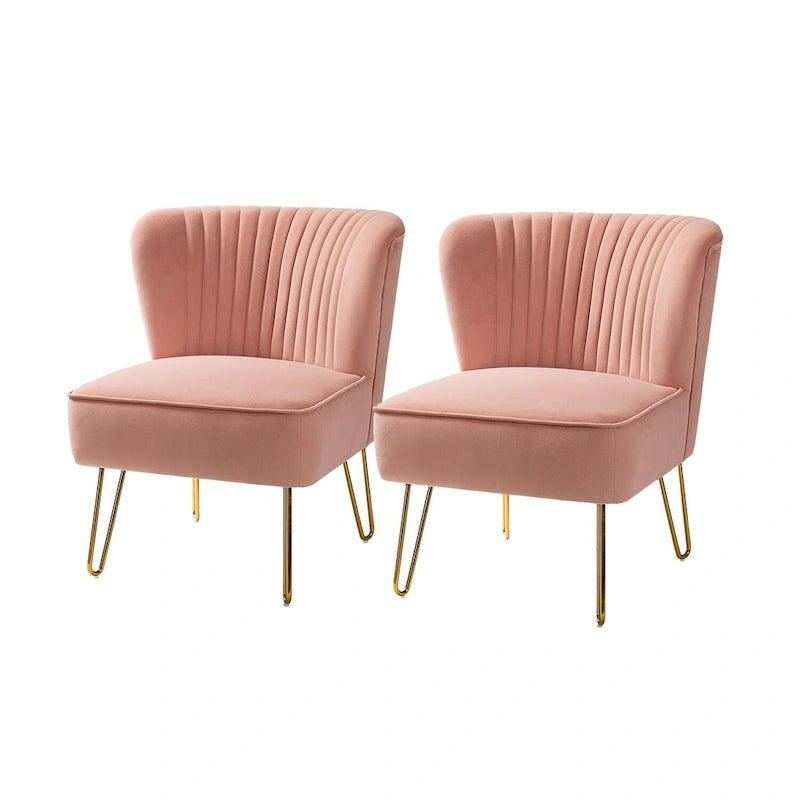 Lot de 2 chaises d'appoint rembourrées Barto avec dossier capitonné par