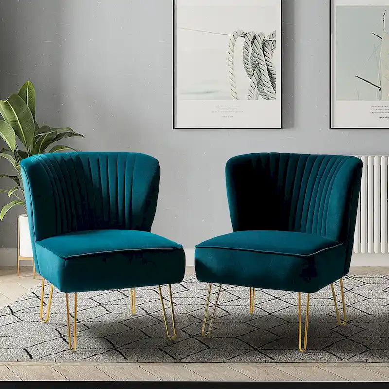 Lot de 2 chaises d'appoint rembourrées Barto avec dossier capitonné par