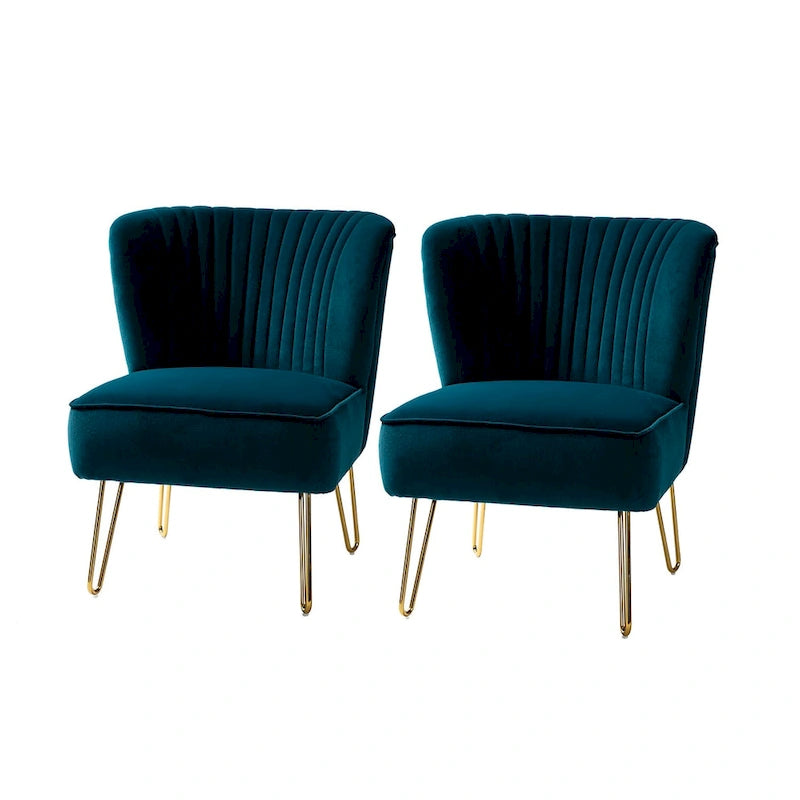 Lot de 2 chaises d'appoint rembourrées Barto avec dossier capitonné par