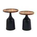 Tables trompettes Sergilis en acacia et aluminium A&B Home - Lot de 2