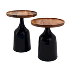 Tables trompettes Sergilis en acacia et aluminium A&B Home - Lot de 2