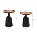 Tables trompettes Sergilis en acacia et aluminium A&B Home - Lot de 2