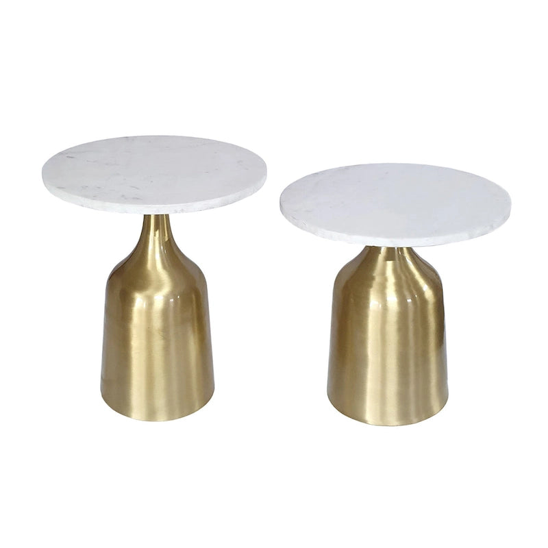Tables trompettes Sergilis en acacia et aluminium A&B Home - Lot de 2