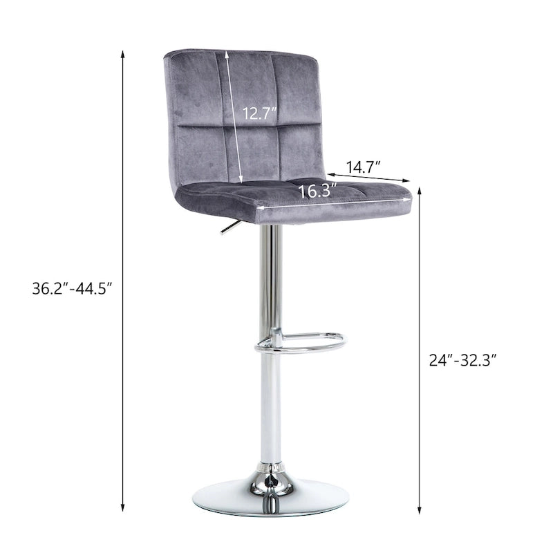 Tabourets de bar réglables en similicuir ou velours, tabourets de hauteur comptoir/bar/pub, lot de 2