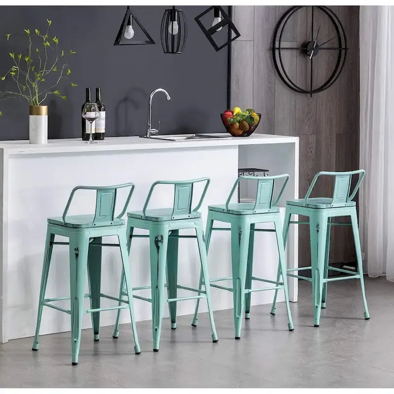 Tabourets de bar Andeworld 24 pouces en métal avec dossier Lot de 4
