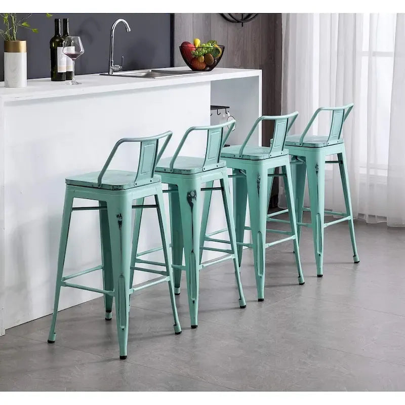 Tabourets de bar Andeworld 24 pouces en métal avec dossier Lot de 4