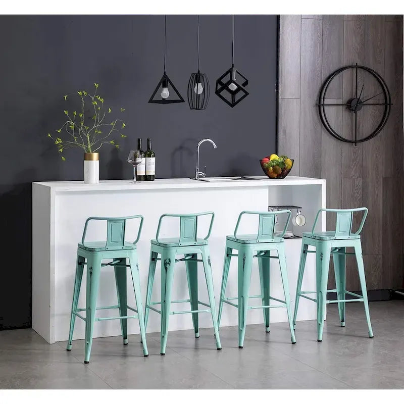 Tabourets de bar Andeworld 24 pouces en métal avec dossier Lot de 4