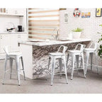 Tabourets de bar Andeworld 24 pouces en métal avec dossier Lot de 4