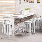 Tabourets de bar Andeworld 24 pouces en métal avec dossier Lot de 4