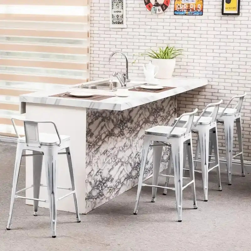 Tabourets de bar Andeworld 24 pouces en métal avec dossier Lot de 4