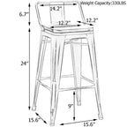 Tabourets de bar Andeworld 24 pouces en métal avec dossier Lot de 4
