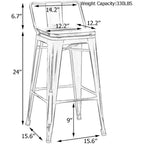 Tabourets de bar Andeworld 24 pouces en métal avec dossier Lot de 4