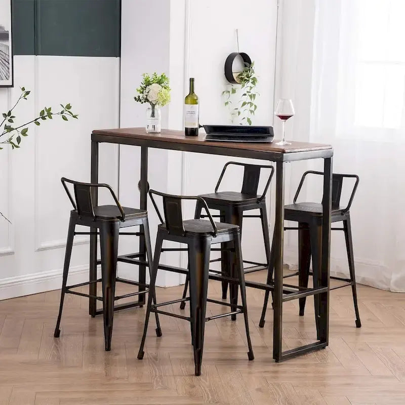 Tabourets de bar Andeworld 24 pouces en métal avec dossier Lot de 4