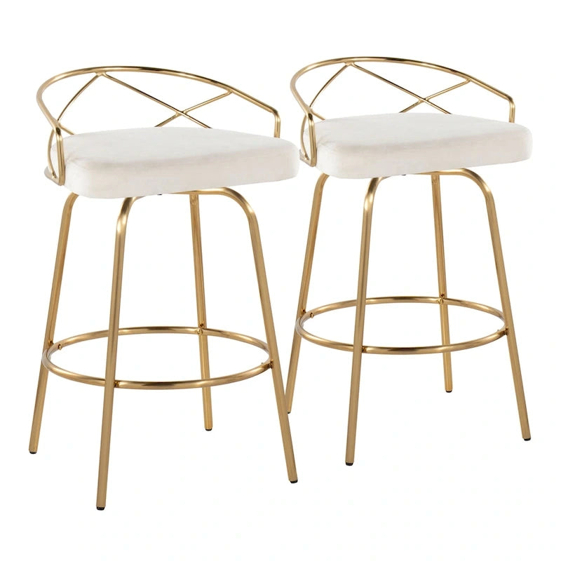 Tabouret de comptoir à hauteur fixe Charlotte Glam 26 (lot de 2)