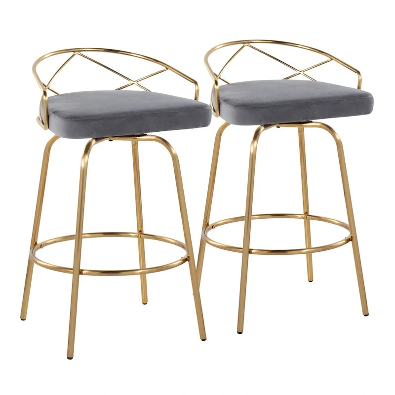 Tabouret de comptoir à hauteur fixe Charlotte Glam 26 (lot de 2)