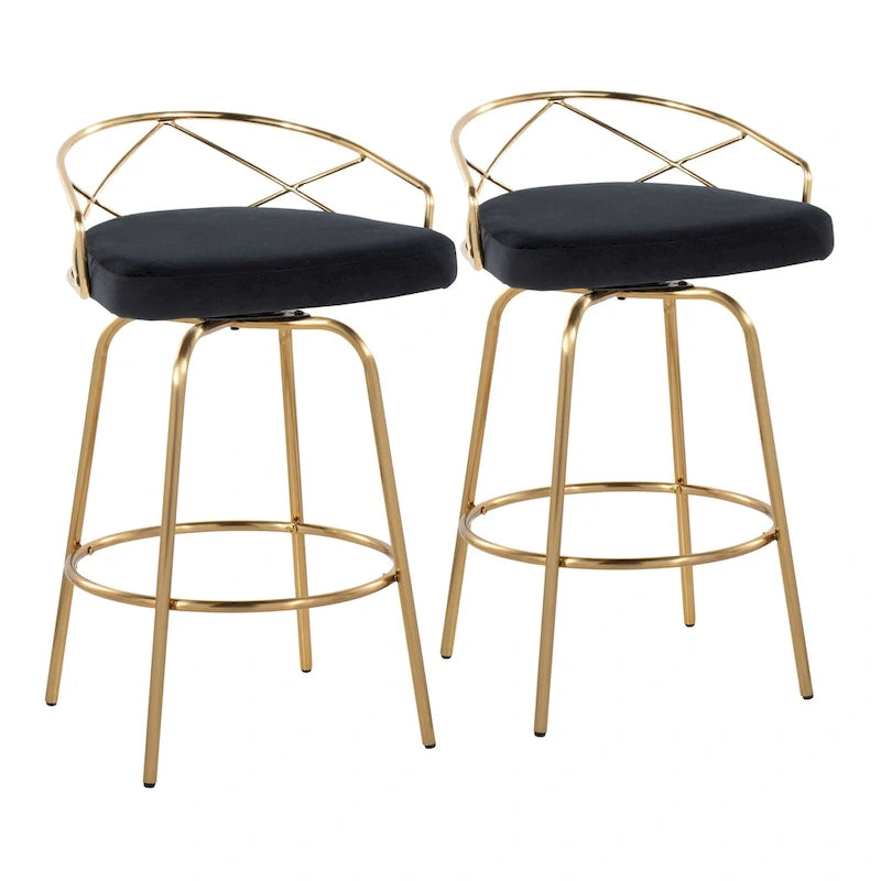 Tabouret de comptoir à hauteur fixe Charlotte Glam 26 (lot de 2)