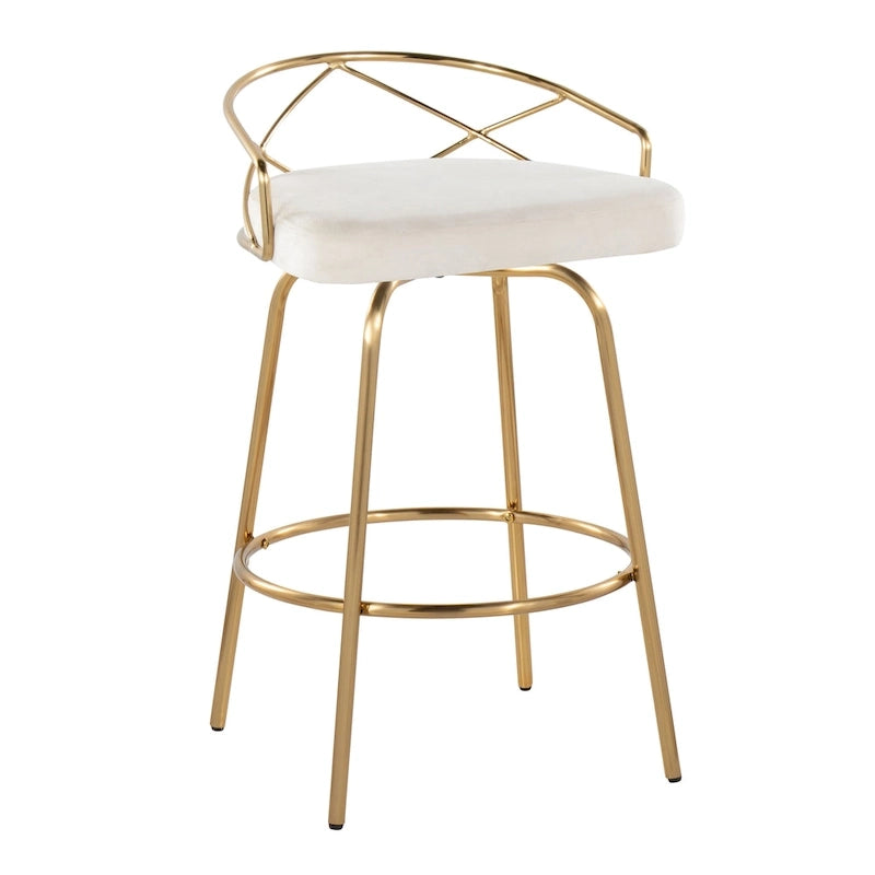 Tabouret de comptoir à hauteur fixe Charlotte Glam 26 (lot de 2)