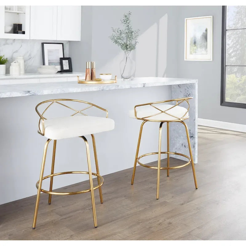 Tabouret de comptoir à hauteur fixe Charlotte Glam 26 (lot de 2)