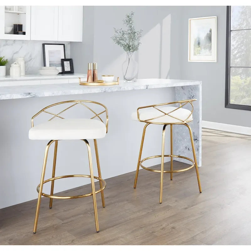 Tabouret de comptoir à hauteur fixe Charlotte Glam 26 (lot de 2)