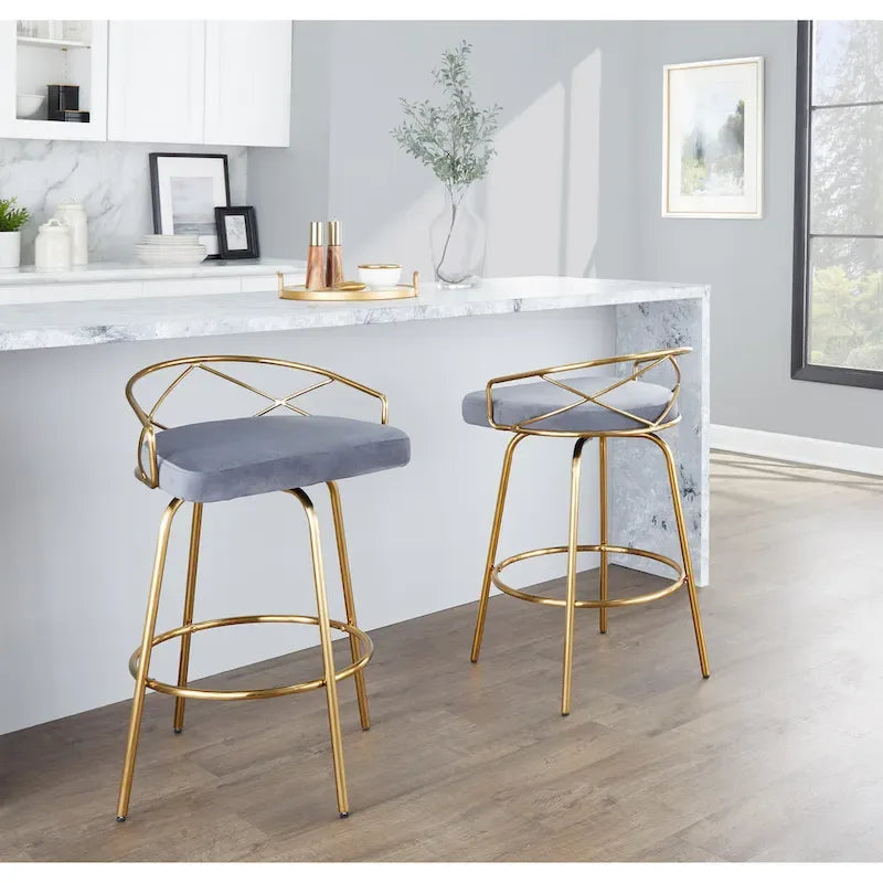 Tabouret de comptoir à hauteur fixe Charlotte Glam 26 (lot de 2)