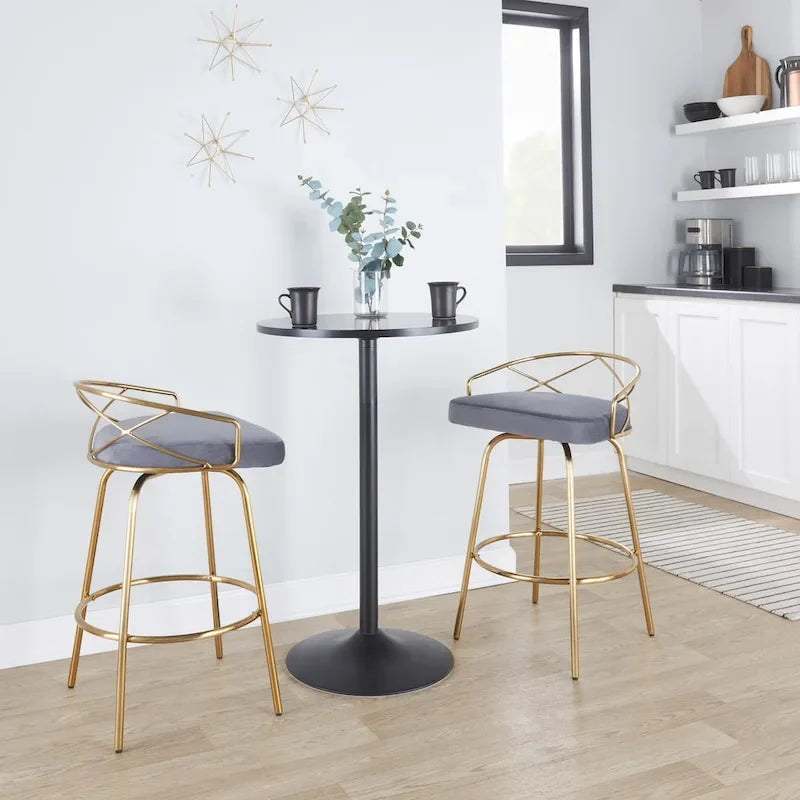 Tabouret de comptoir à hauteur fixe Charlotte Glam 26 (lot de 2)