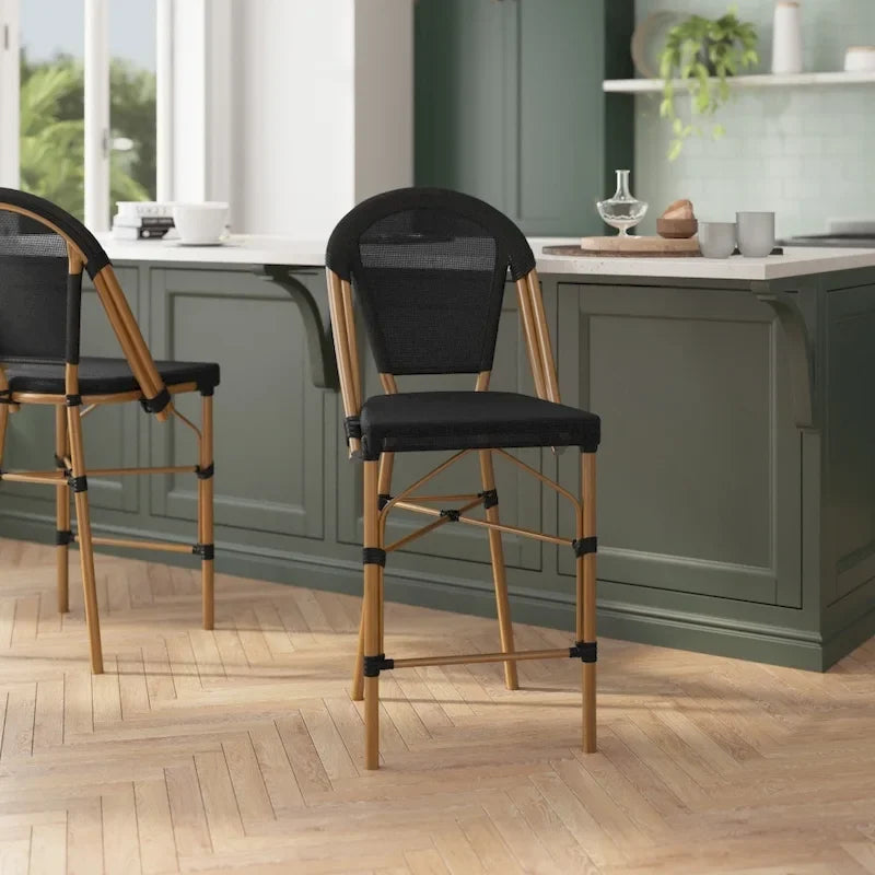 Lot de 2 chaises de bistrot empilables avec structure en métal et assise en PE