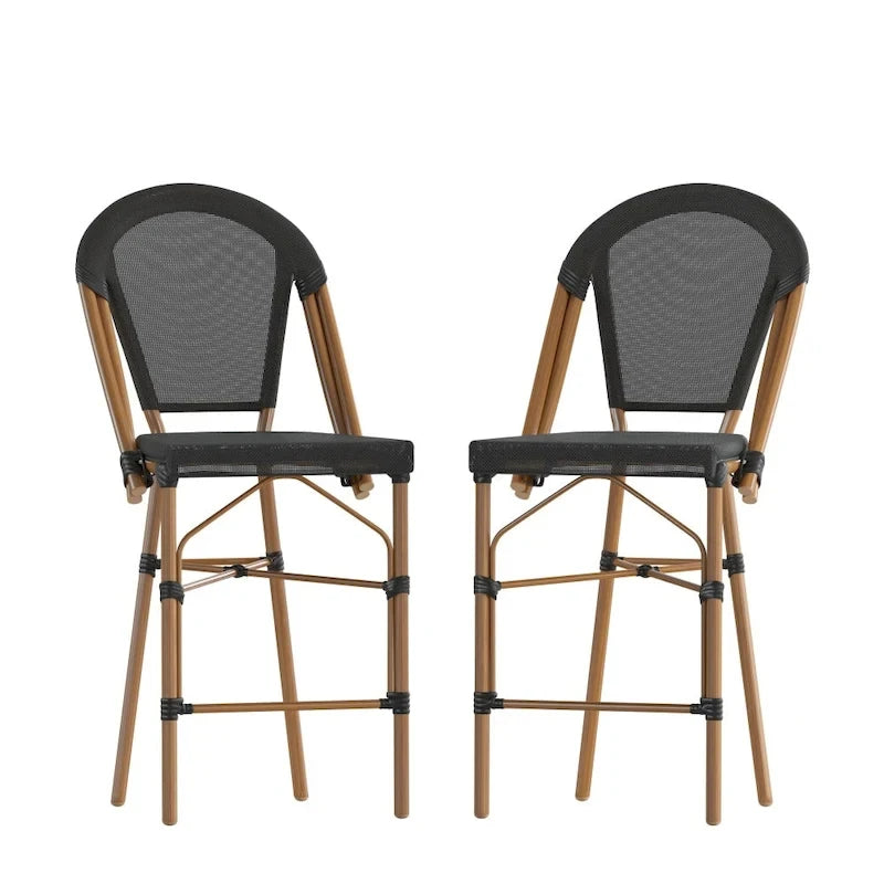 Lot de 2 chaises de bistrot empilables avec structure en métal et assise en PE