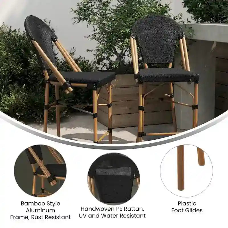 Lot de 2 chaises de bistrot empilables avec structure en métal et assise en PE