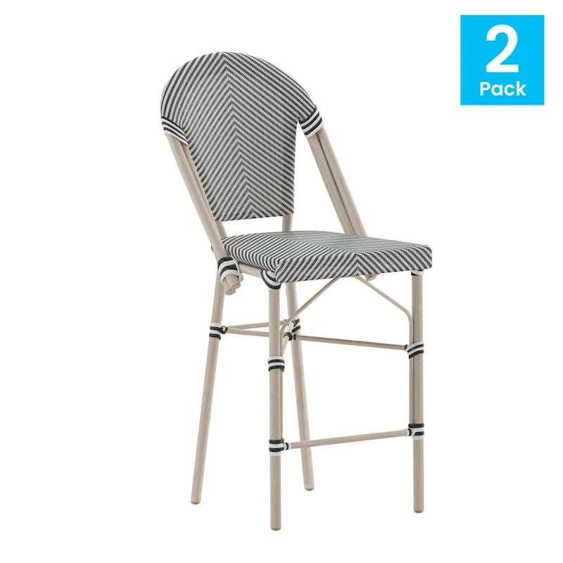 Lot de 2 chaises de bistrot empilables avec structure en métal et assise en PE