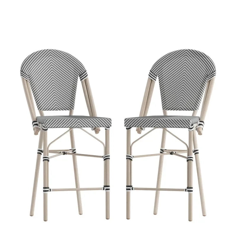 Lot de 2 chaises de bistrot empilables avec structure en métal et assise en PE