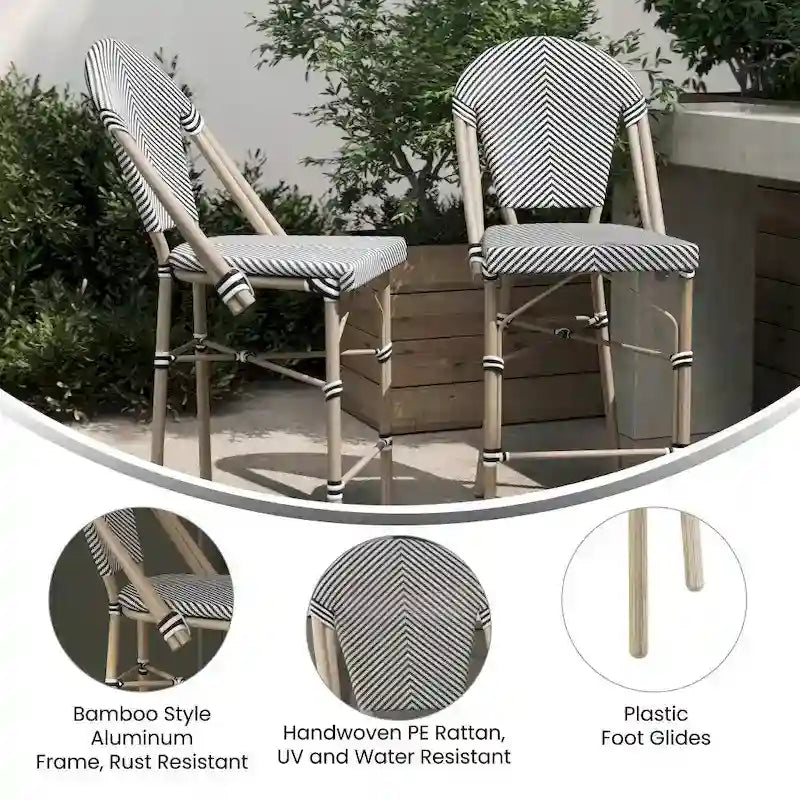 Lot de 2 chaises de bistrot empilables avec structure en métal et assise en PE