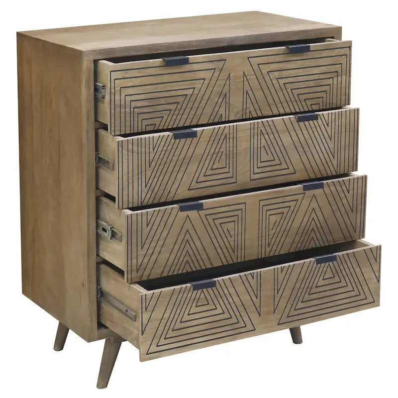 Mini-commode à 4 tiroirs Bidi Mid-Century Modern par