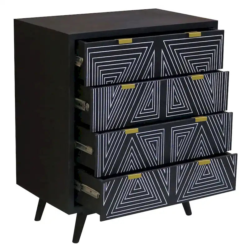 Mini-commode à 4 tiroirs Bidi Mid-Century Modern par