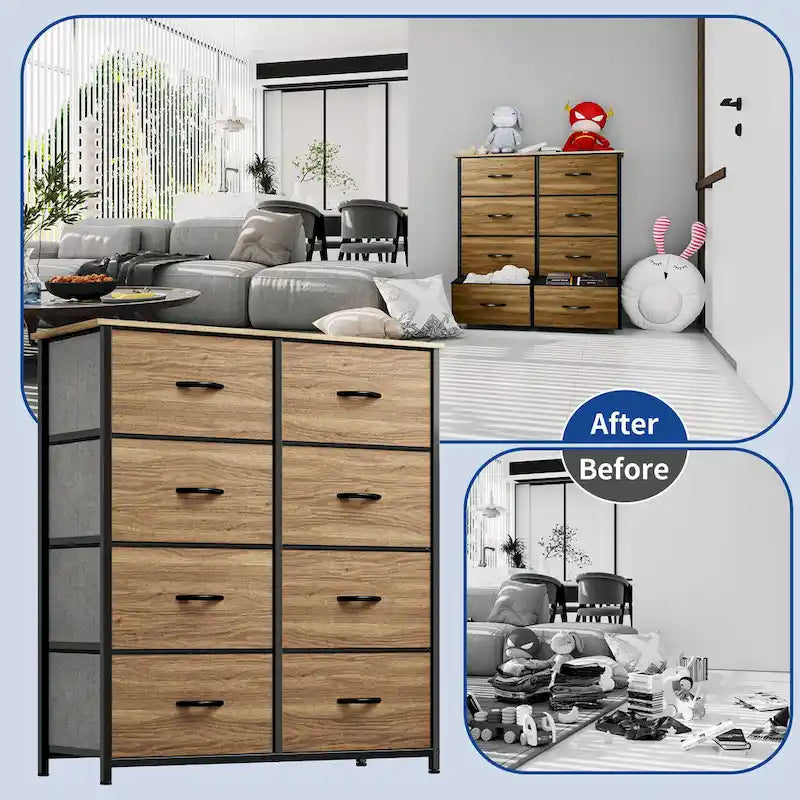 Commode verticale moderne à 8 tiroirs en tissu, tour de rangement pour chambre à coucher