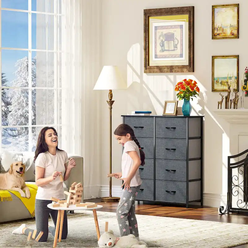 Commode verticale moderne à 8 tiroirs en tissu, tour de rangement pour chambre à coucher