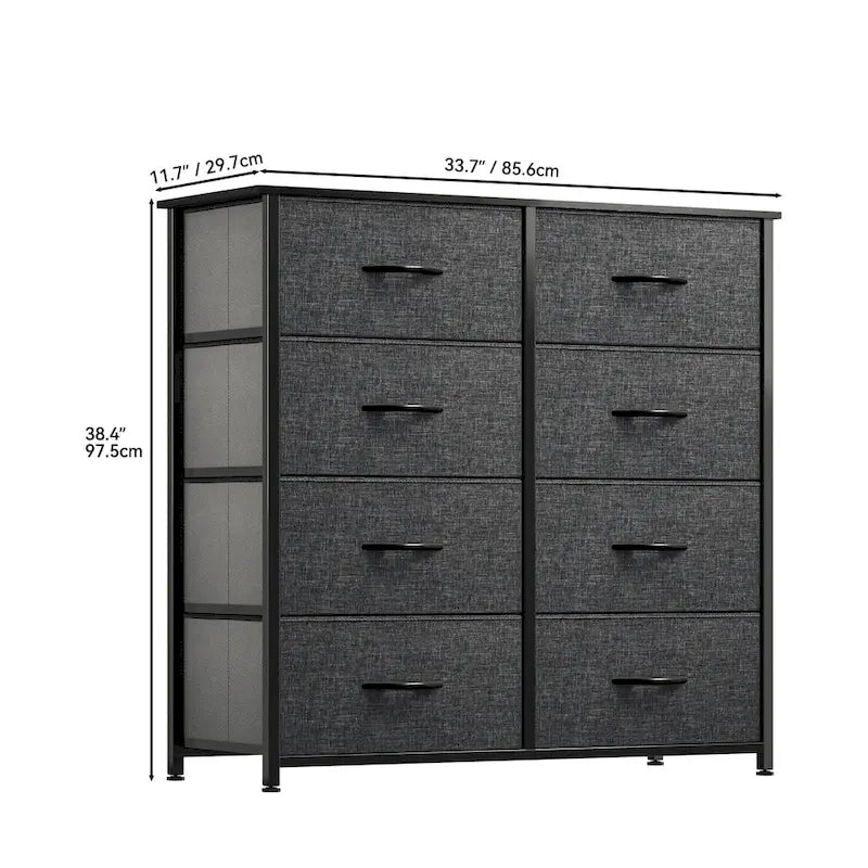 Commode verticale moderne à 8 tiroirs en tissu, tour de rangement pour chambre à coucher