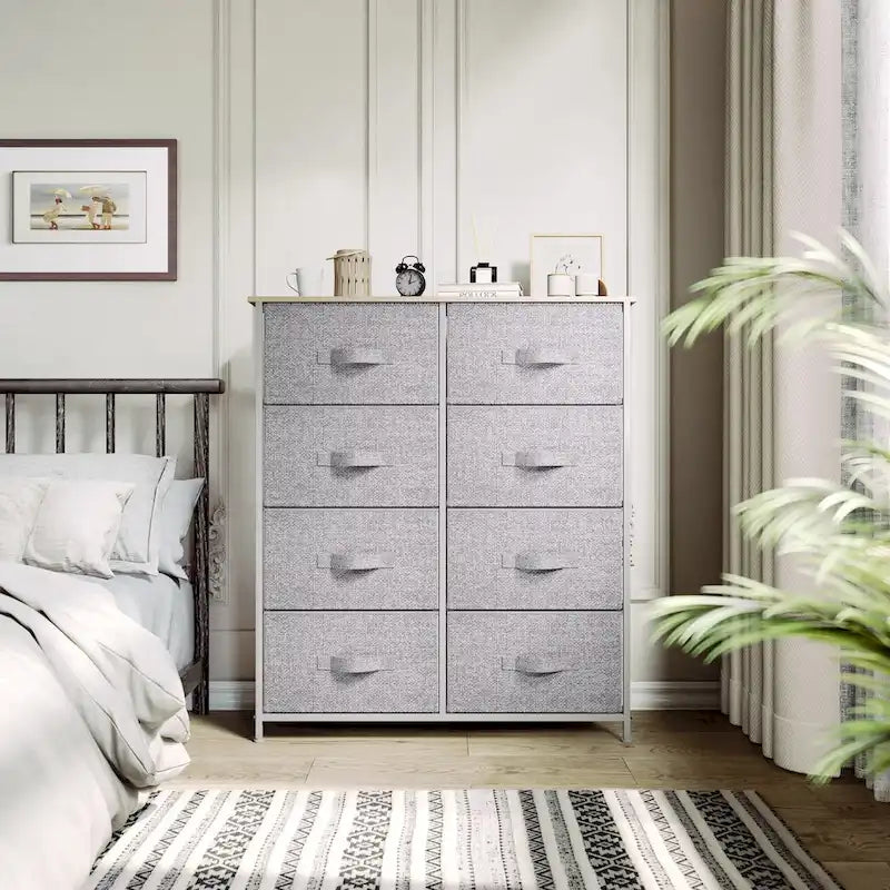 Commode verticale moderne à 8 tiroirs en tissu, tour de rangement pour chambre à coucher